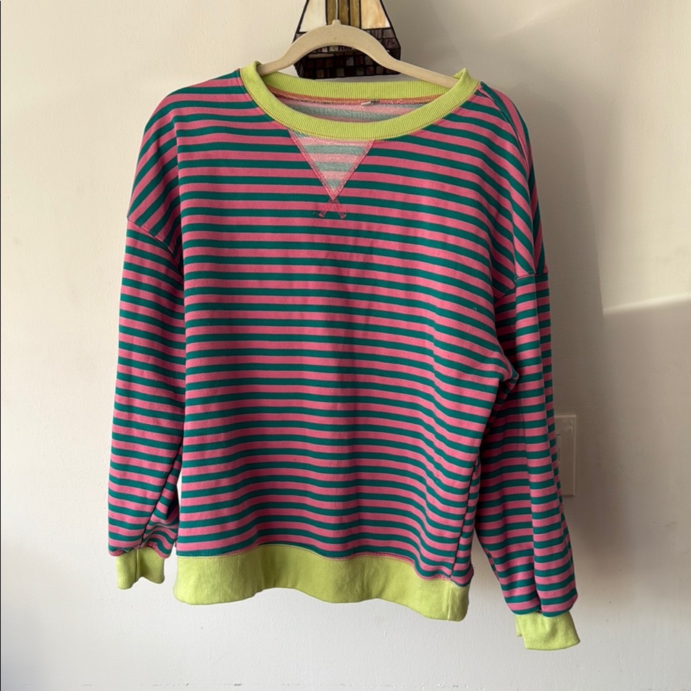 Striped Pink and Green Sweater